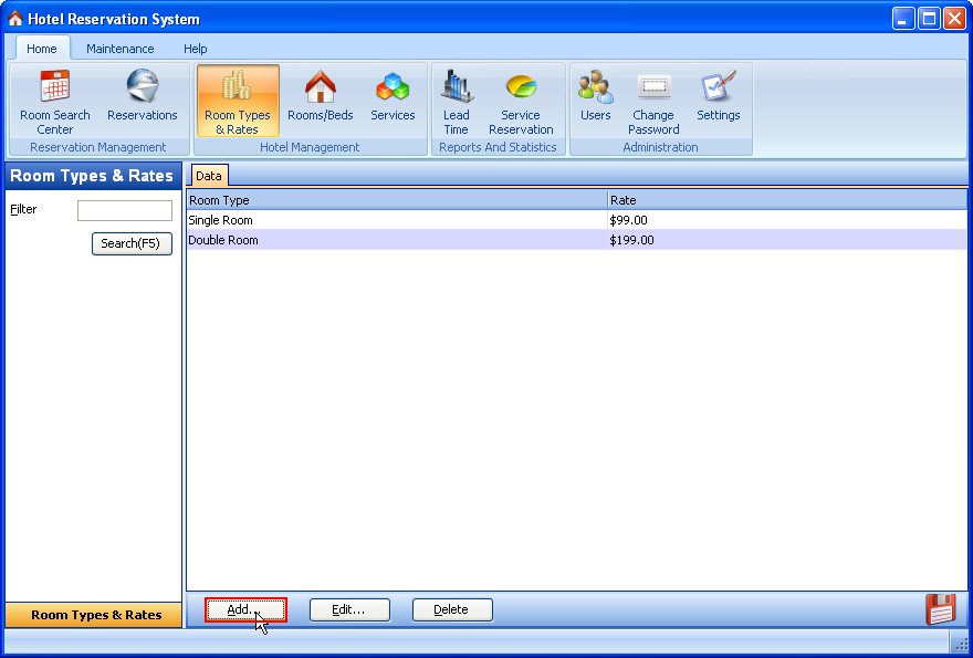 Add Room Type ScreenShot