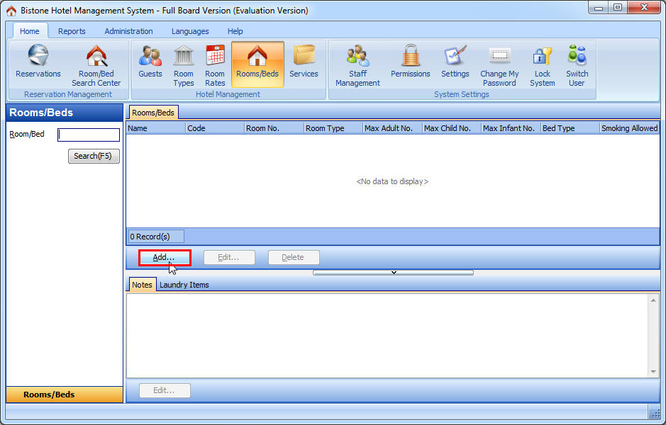 Click Add Button in Boom/Bed Panel