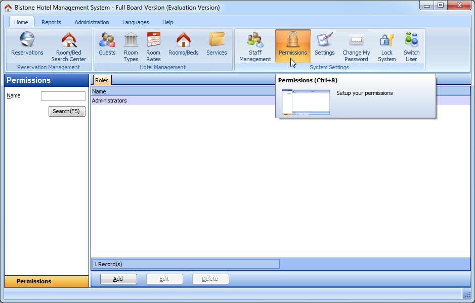 Go To Permissions Section