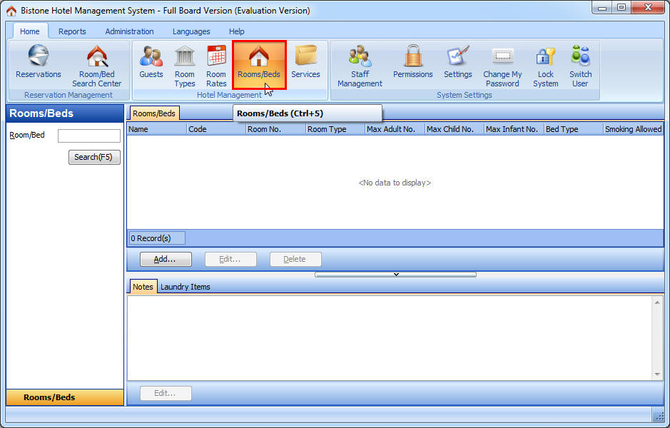 Go To Rooms/Beds Section