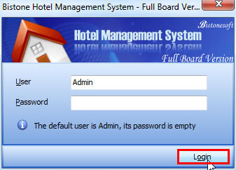 Login As Admin to Bistone Hotel Management System Full Board Version