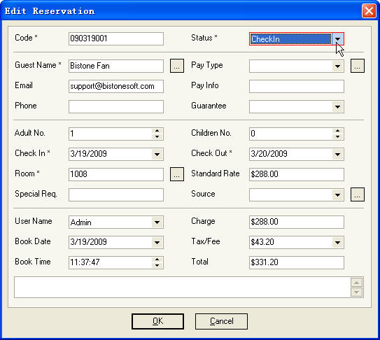 Check In Reservation ScreenShot