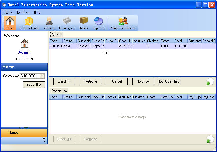 Check In List ScreenShot