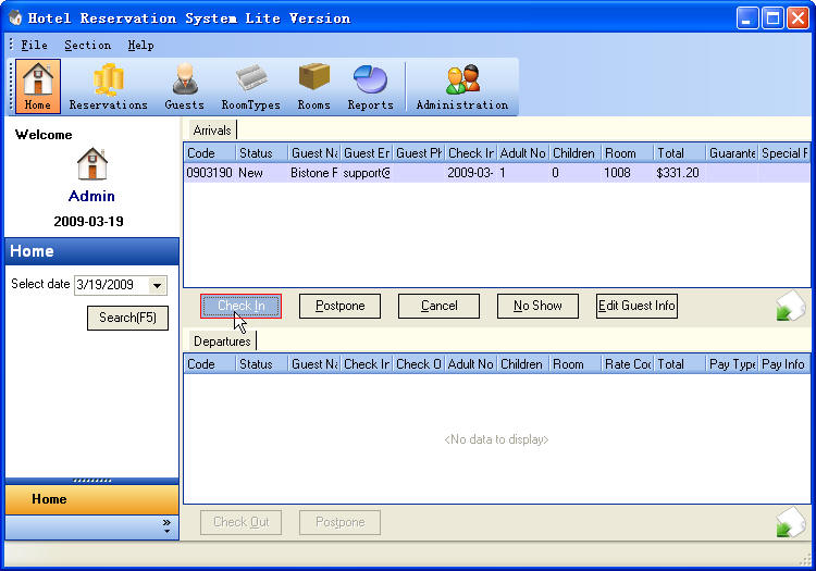 Click Check In Button ScreenShot