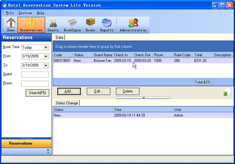 Reservation List ScreenShot