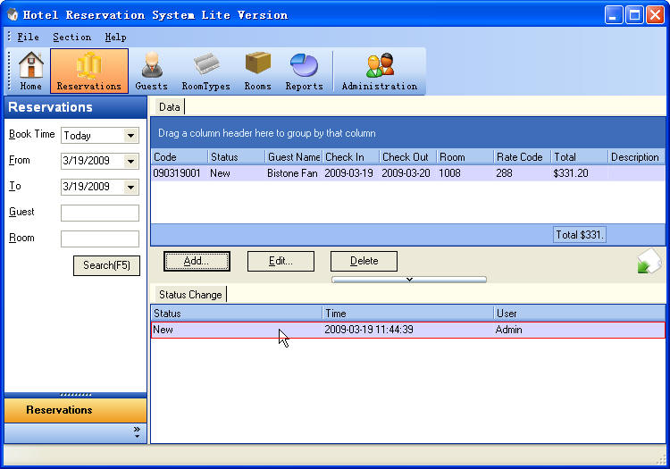 Status Change Record ScreenShot